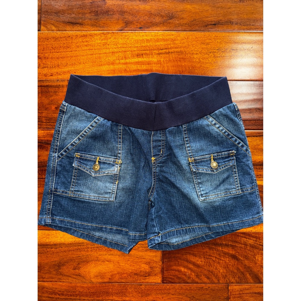 Belly by Design Maternity Shorts Womens Medium Blue Denim Stretch Cargo